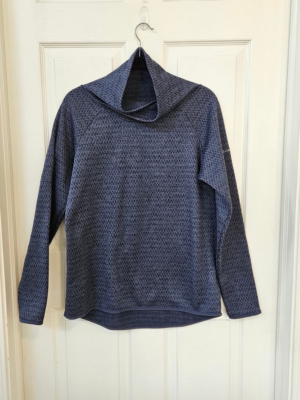 Columbia Women’s L Blue Cowl Neck Sweater Fleece Pullover Long Sleeve